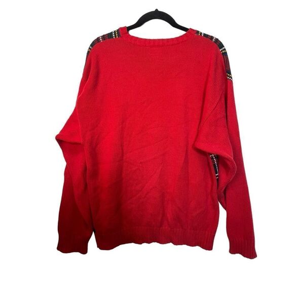 Vintage 90s Tommy Hilfiger Pullover Sweater Tartan Plaid Red Green Blue small - Picture 2 of 9